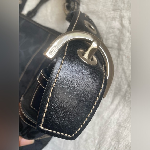 COACH Signature Canvas Black Hobo Handbag - Picture 6 of 9